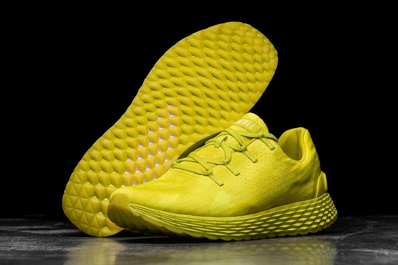 Men's Nobull Neon Lime Camo Ripstop Running Shoes Yellow | SG Y2124X
